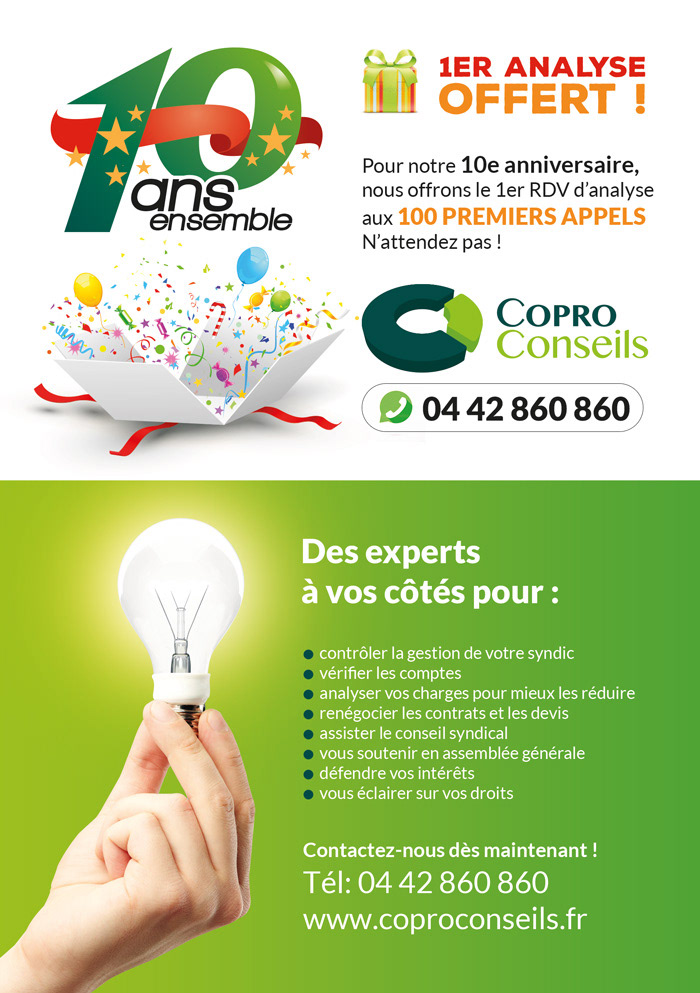 Flyer anniversaire Copro Conseils