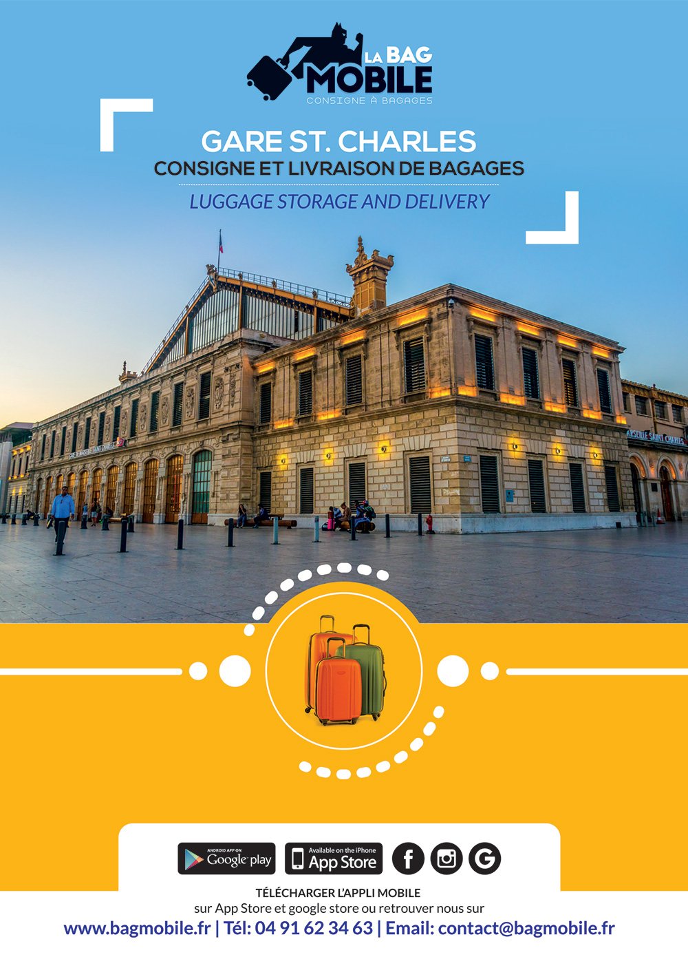 Flyer La Bag Mobile, consigne à bagages gare de Marseille Saint-Charles